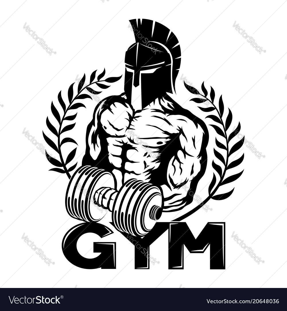 Powerful Spartan Warrior with Dumbbell