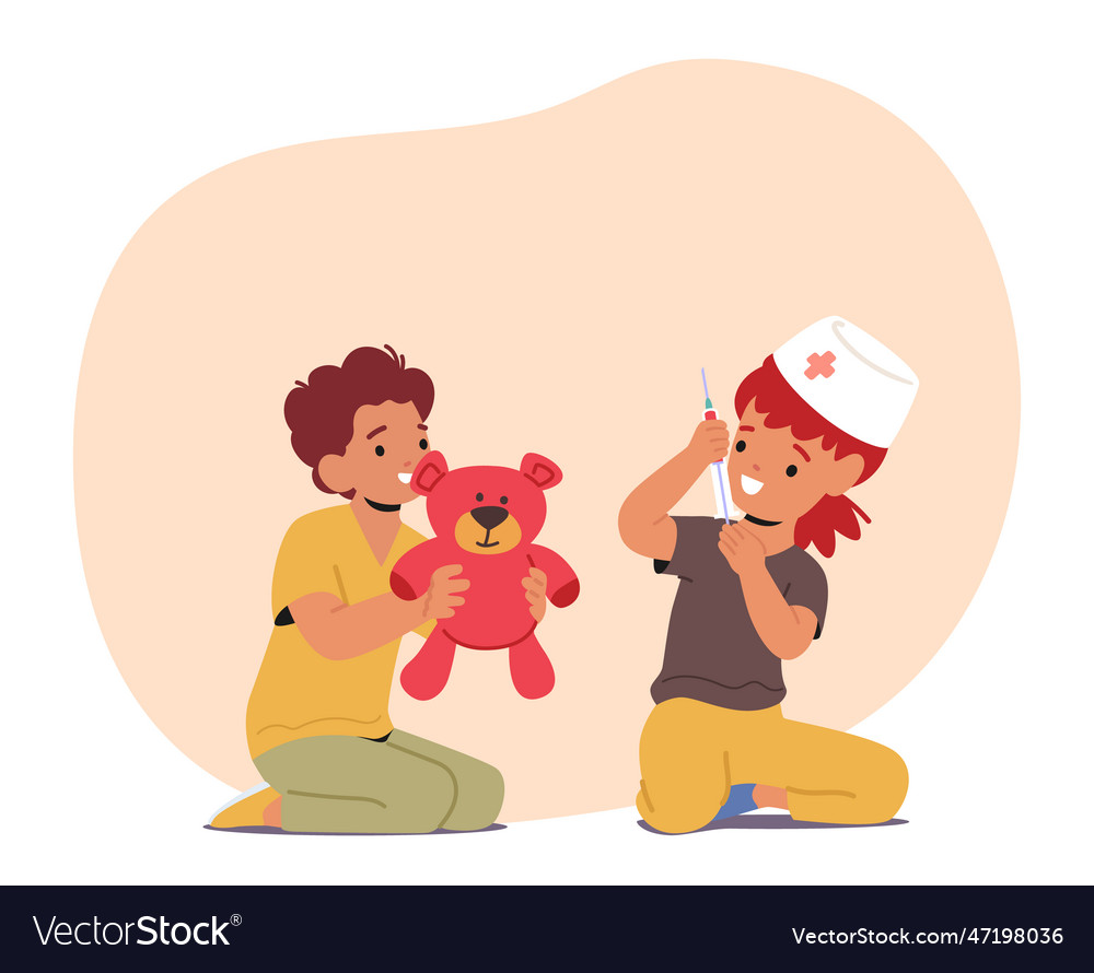 Role-playing children characters engaged in doctor