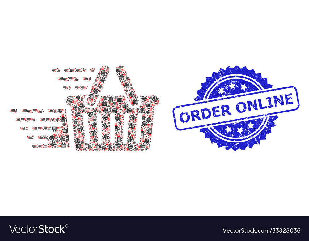 Scratched order online seal stamp and recursion Vector Image Scratched order online seal stamp and recursion