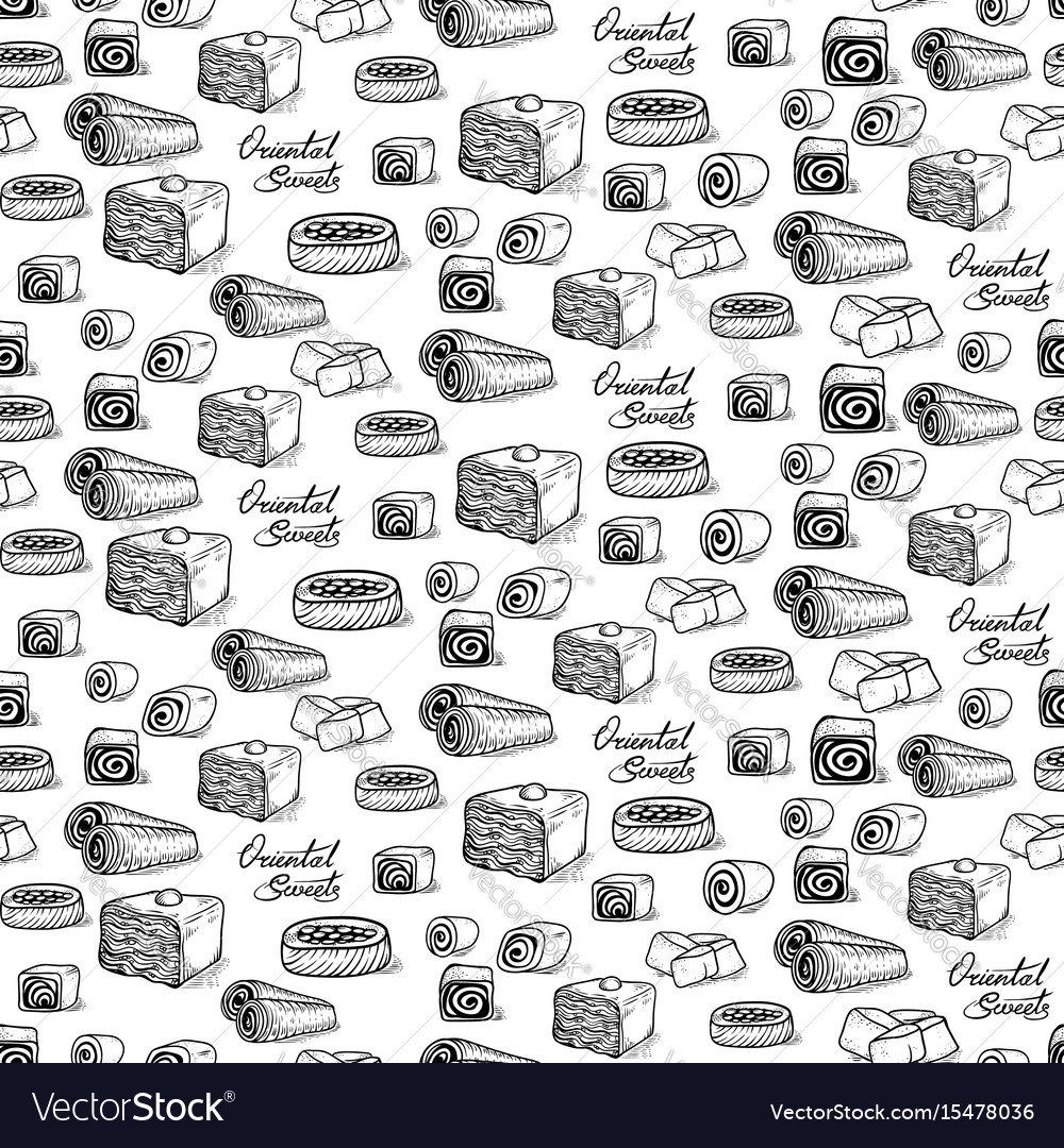 Seamless black and white sketch background Vector Image
