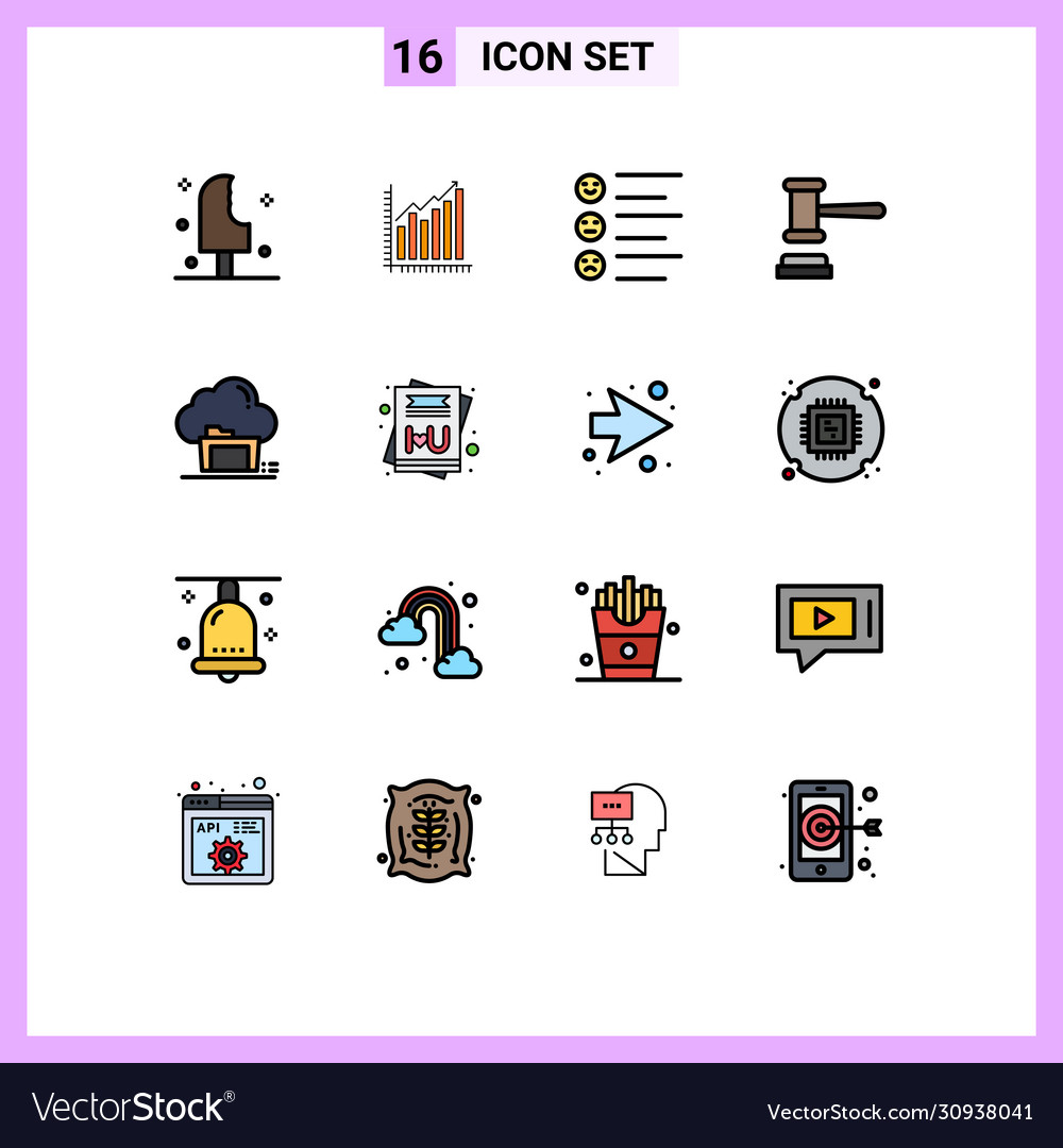 16 universal flat color filled lines set for web