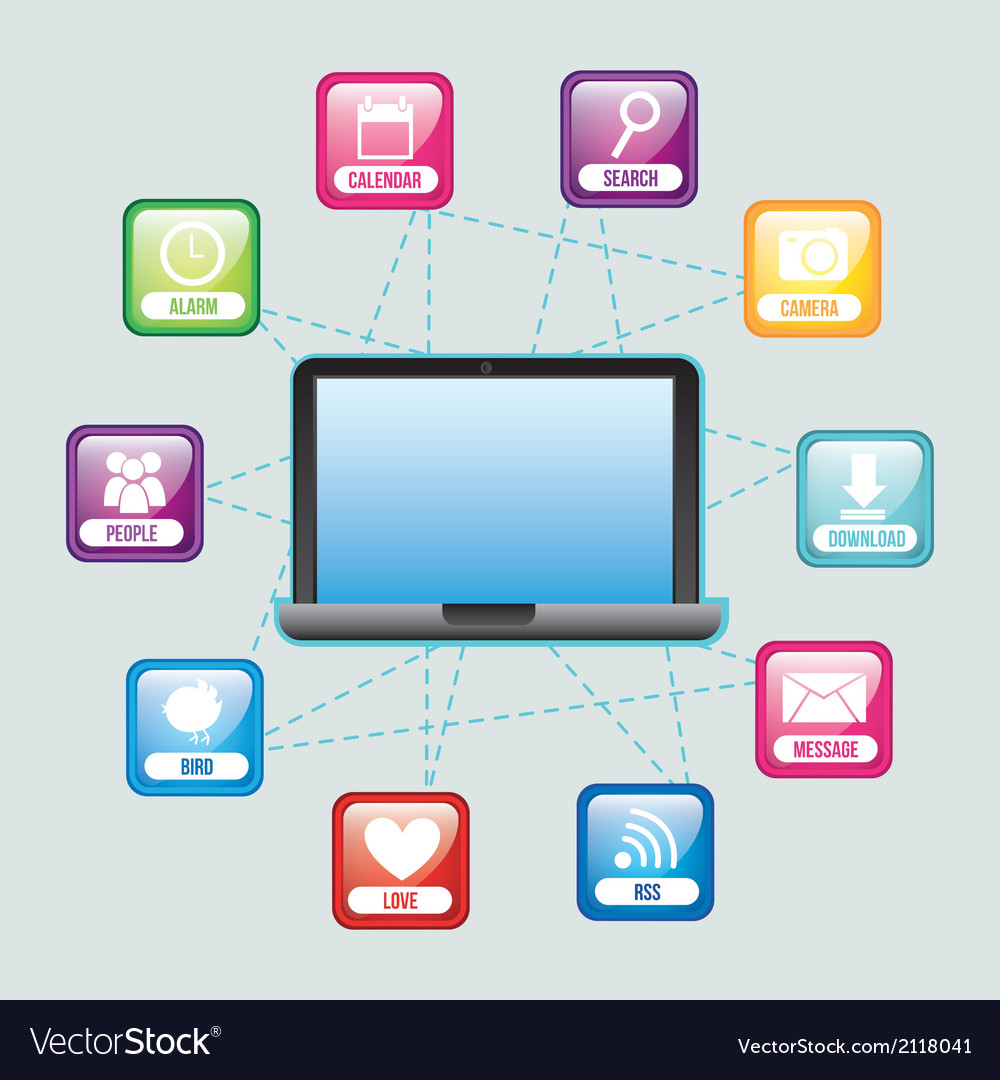 Colorful apps buttons with laptop app store