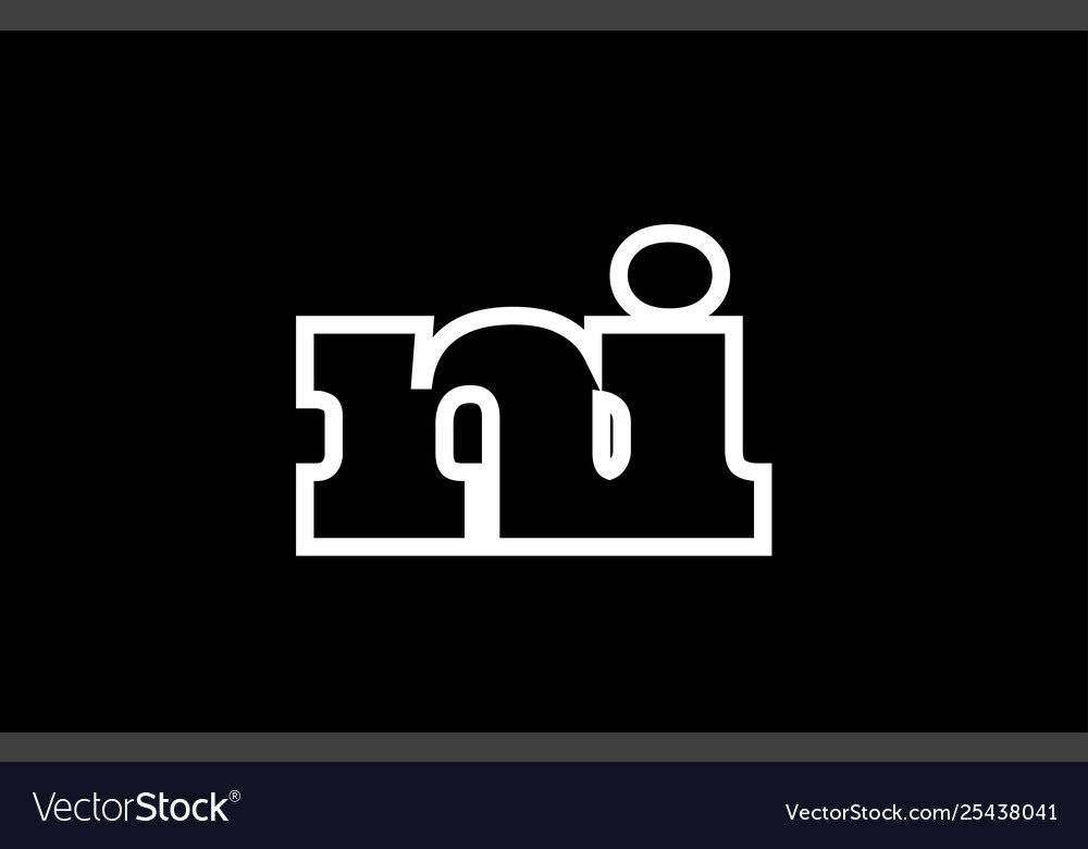 Connected ni n i black and white alphabet letter Vector Image