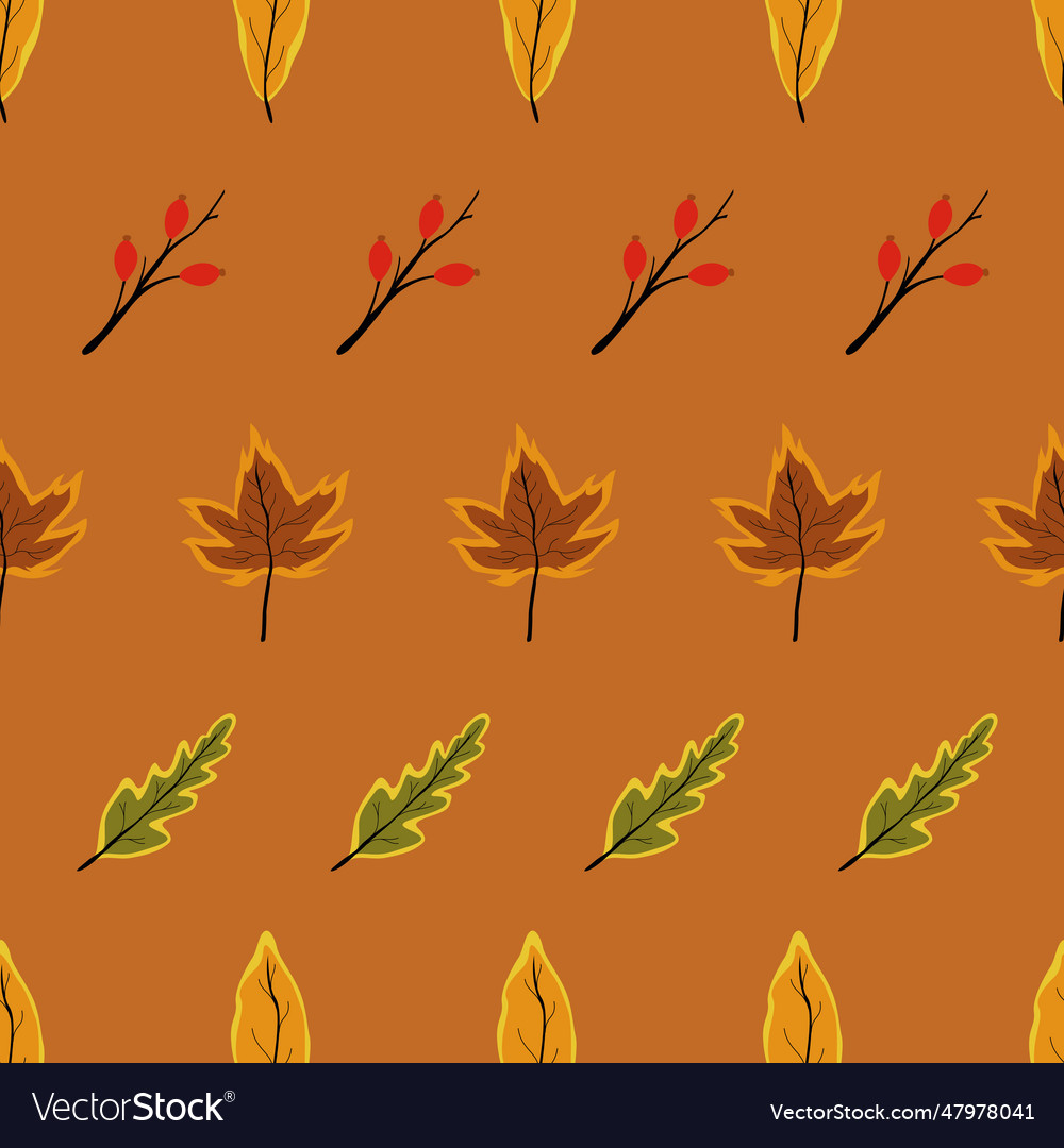 Creative autumn seamless pattern with simple Vector Image Creative autumn seamless pattern with simple