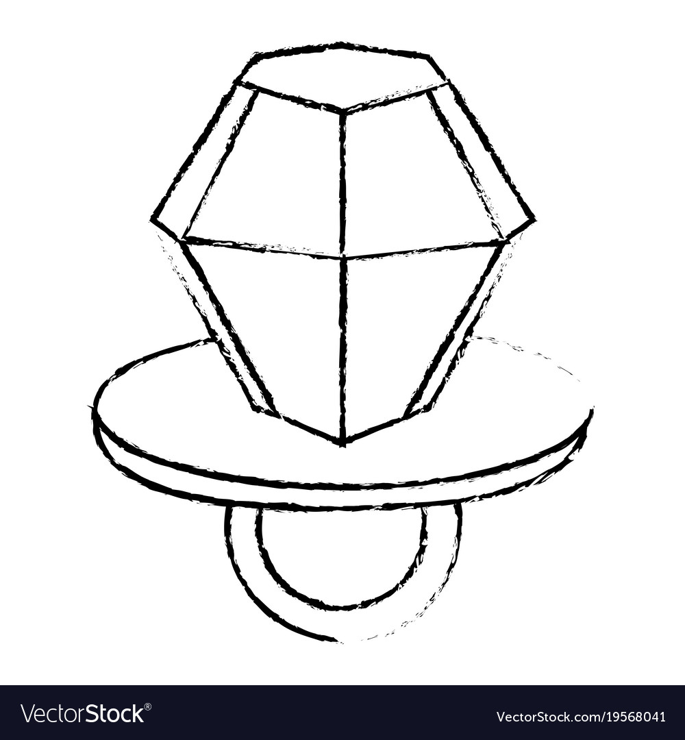 Diamantring Pin Cartoon isoliert auf weiß