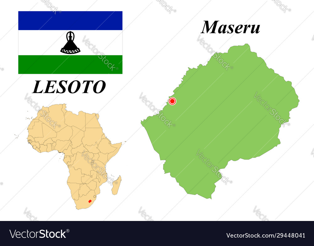 Flag map capital lesotho vector image Flag map capital lesotho