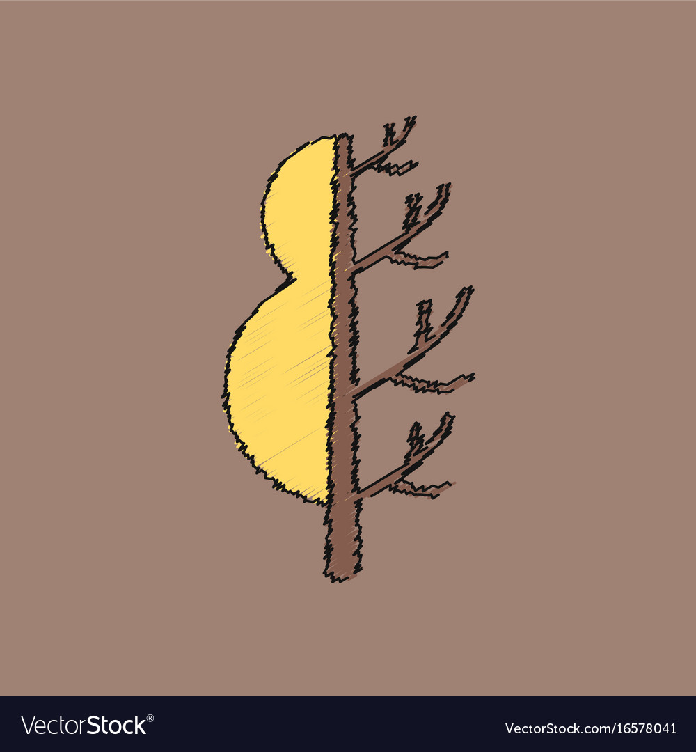 Flat shading style icon tree in winter and summer