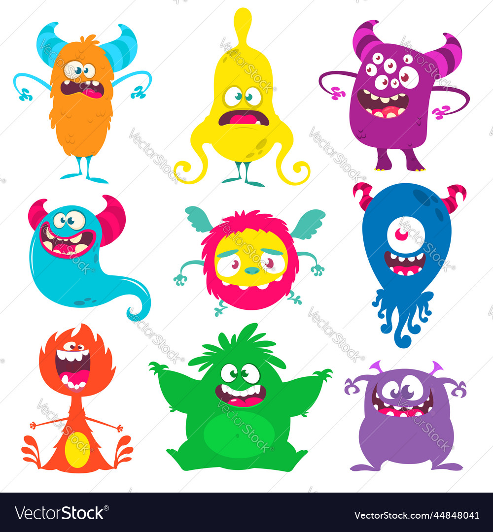 Funny cartoon creatures set of monsters