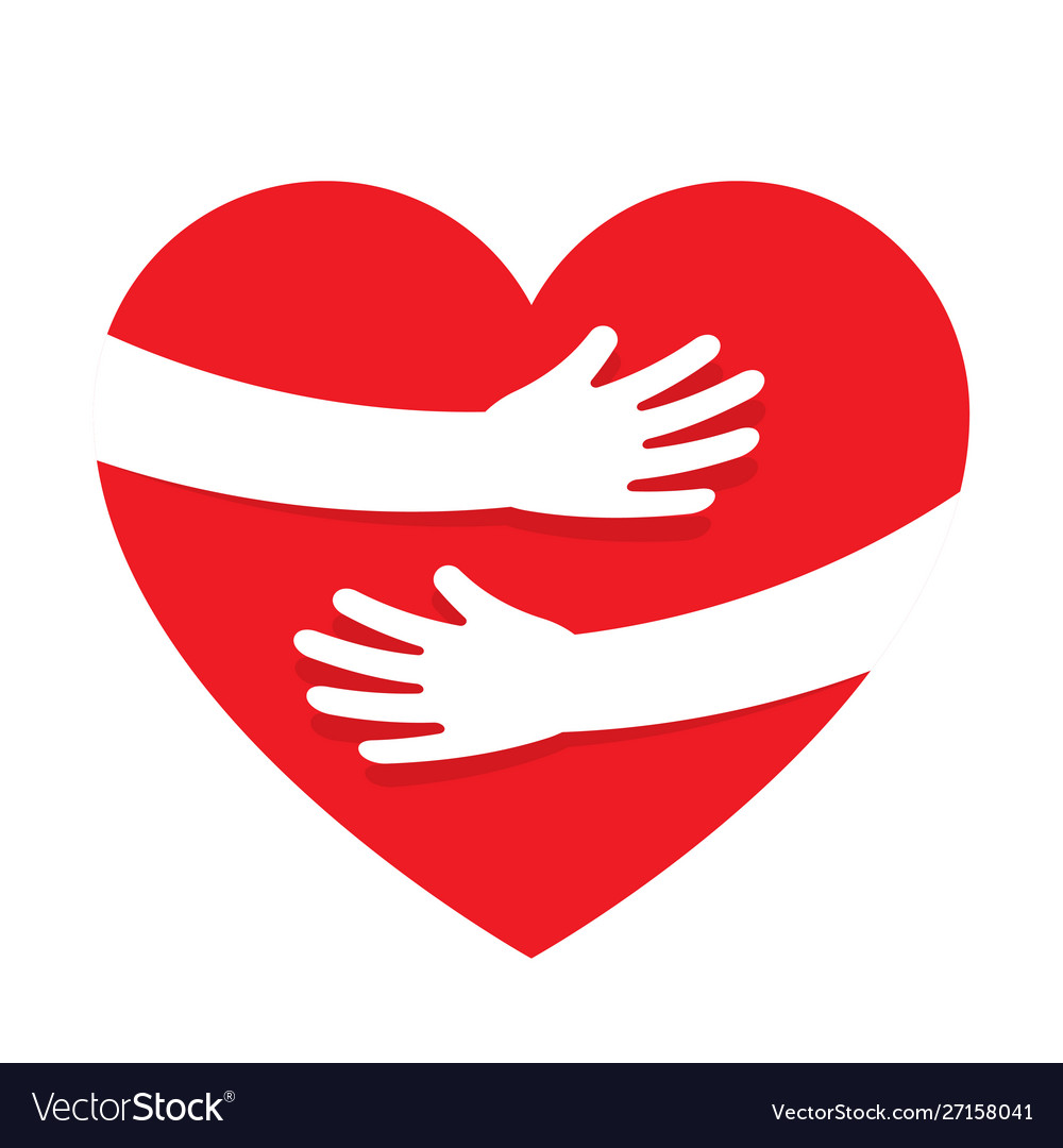 Hands embracing red heart with love Royalty Free Vector