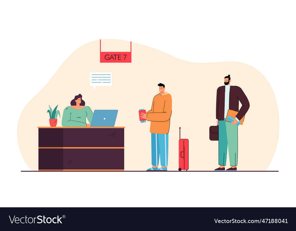 Man checking in for flight vector image Man checking in for flight