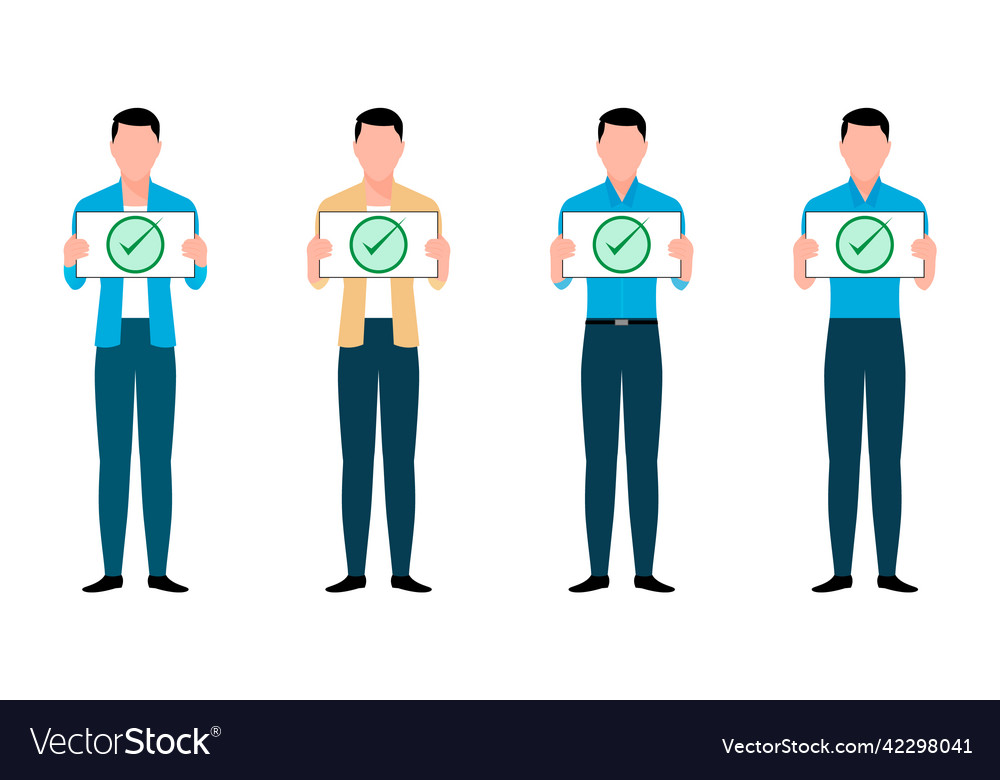 Man holding quality checked board flat character