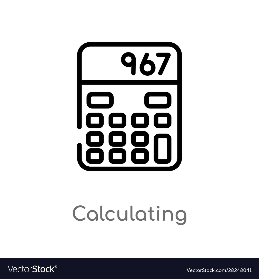 Outline calculating icon isolated black simple vector image Outline calculating icon isolated black simple