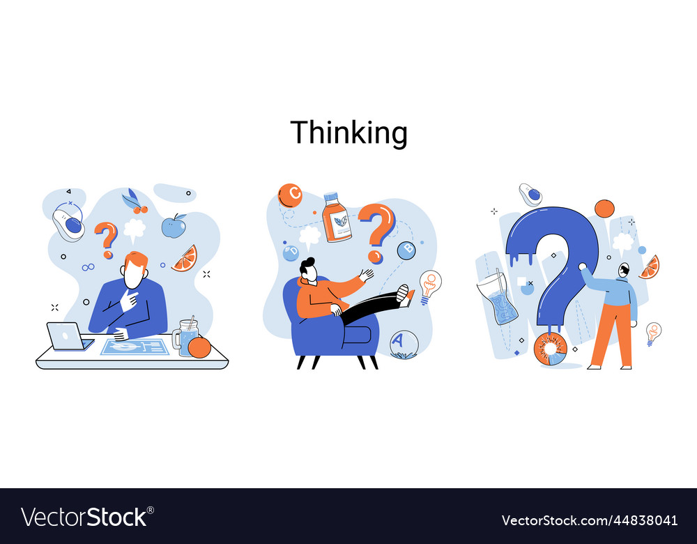 Problem solving concept man wondering or thinking vector image Problem solving concept man wondering or thinking