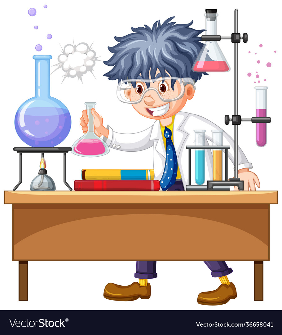 Researcher experiment in laboratory Royalty Free Vector