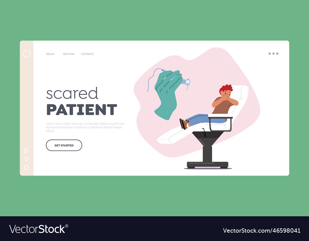 Scared patient landing page template little boy