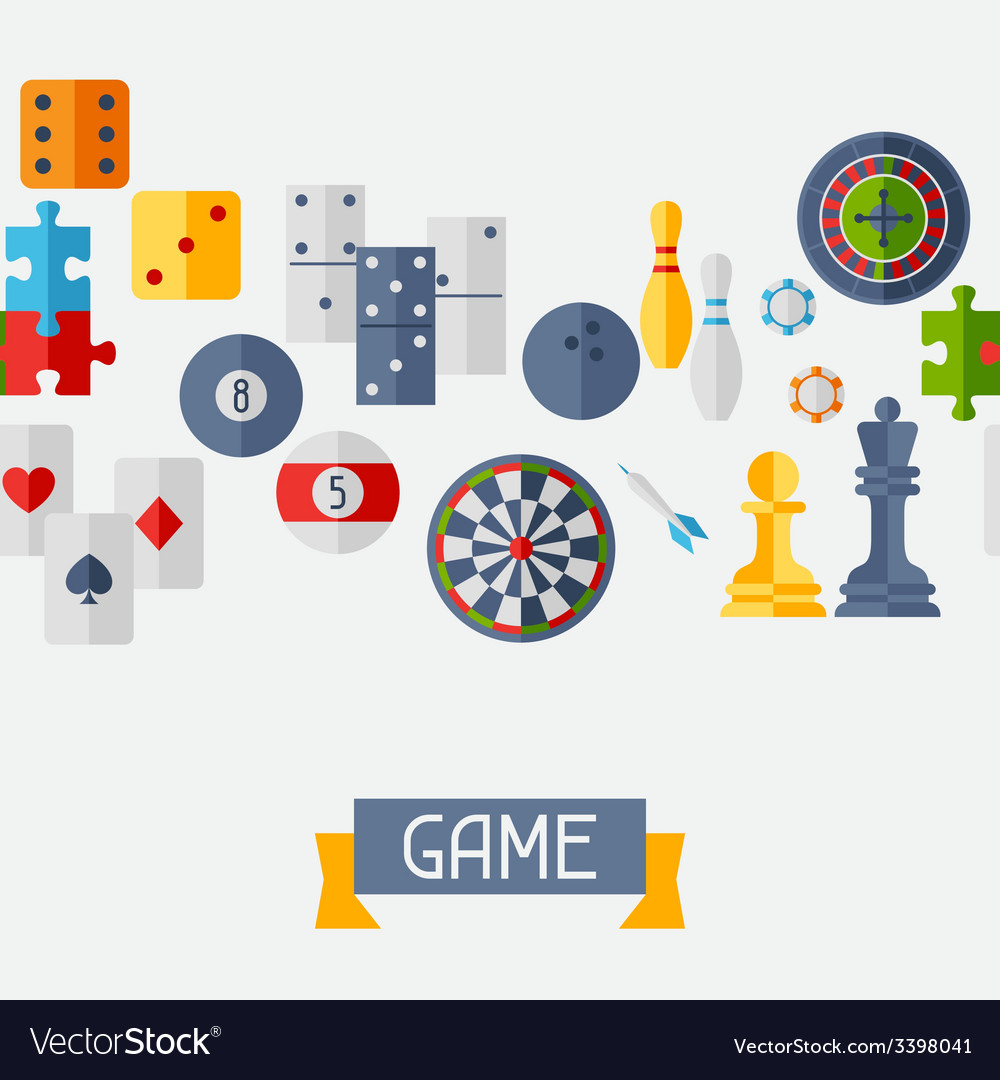Seamless pattern with game icons in flat design