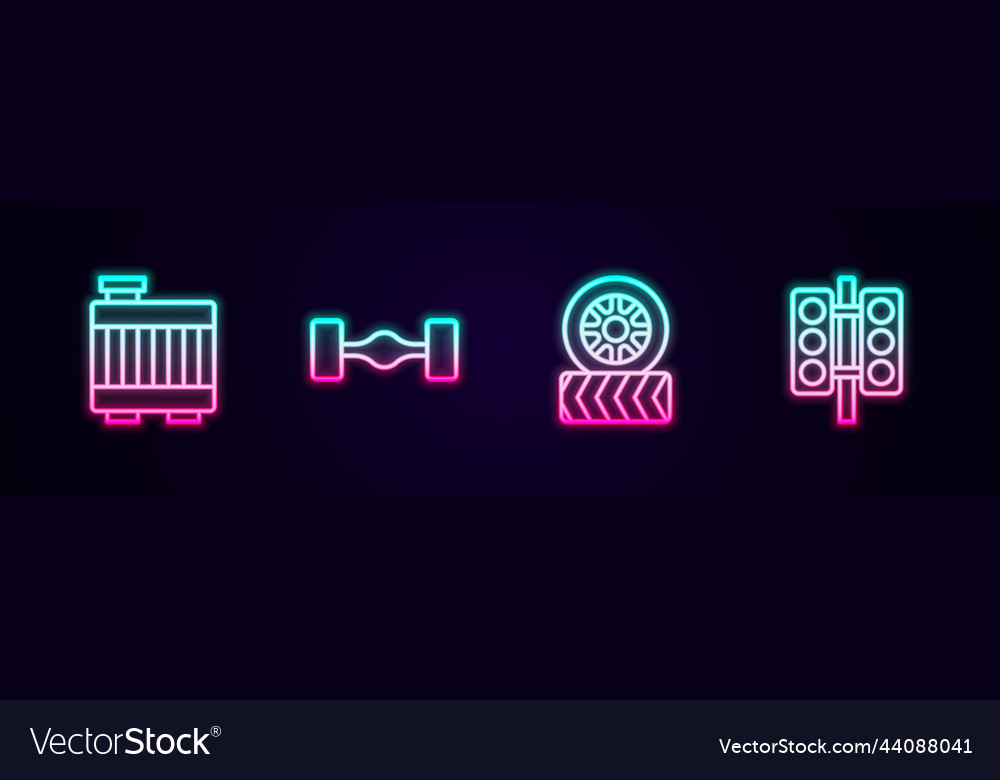 Set Line Car Radiator Cooling System Chassis Car Vector Image Set Line Car Radiator Cooling System Chassis Car Vector Image