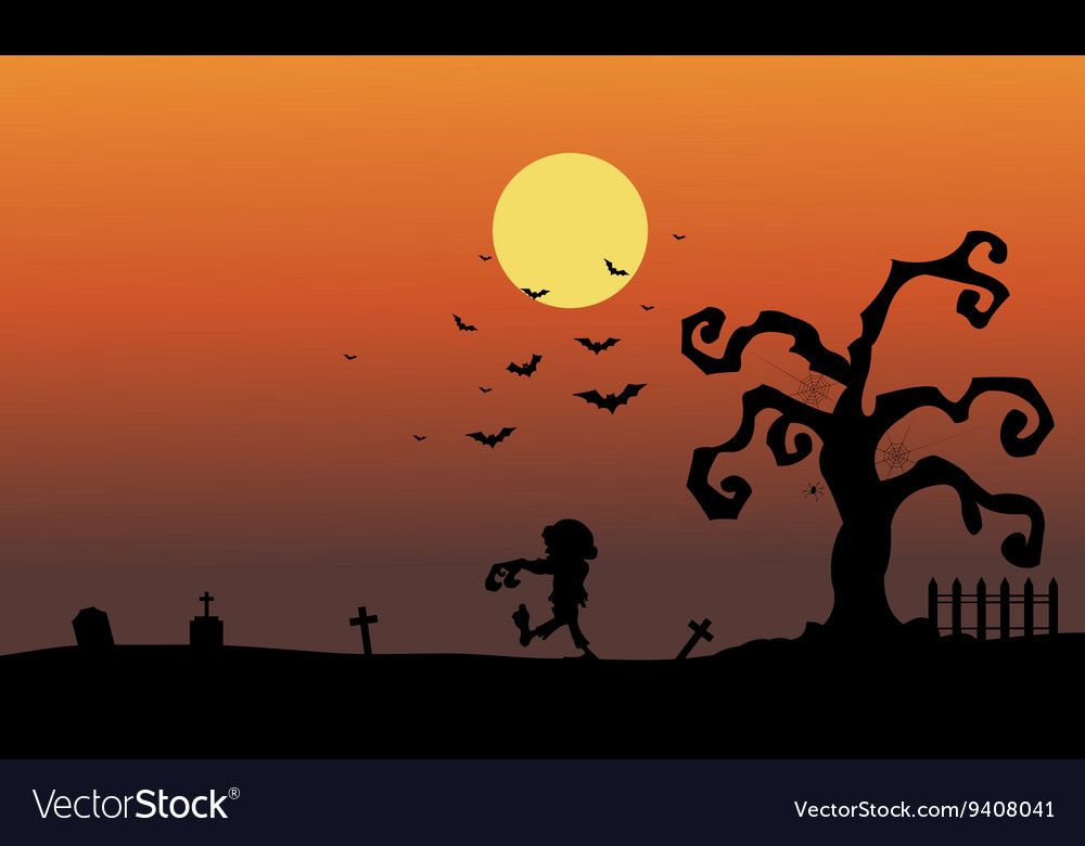 Silhouette von Zombie im Grab halloween