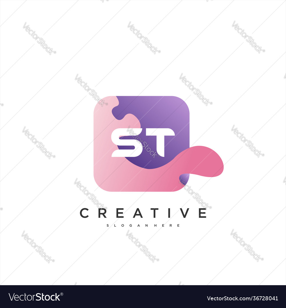St initial letter logo icon design template