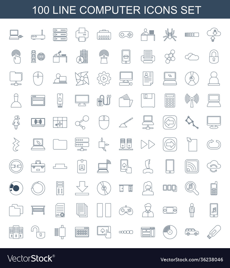 100 computer icons Royalty Free Vector Image - VectorStock