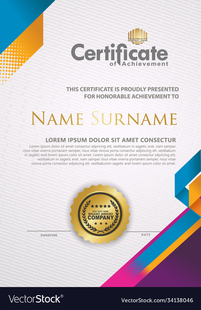 Certificate template with line halftone frame vector image Certificate template with line halftone frame
