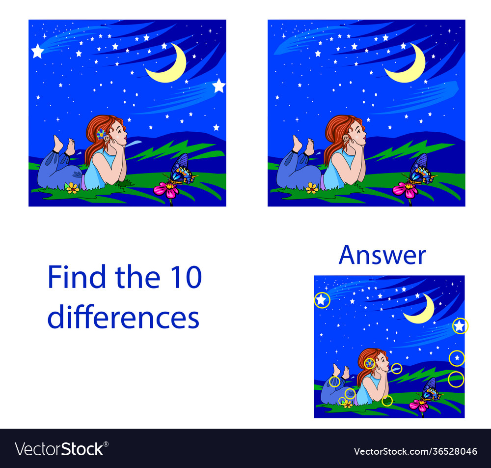Children visual puzzle find ten differences
