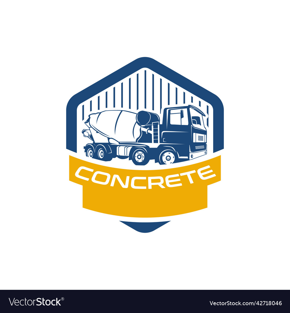 Concrete mixer truck construction vehicle logo Vector Image