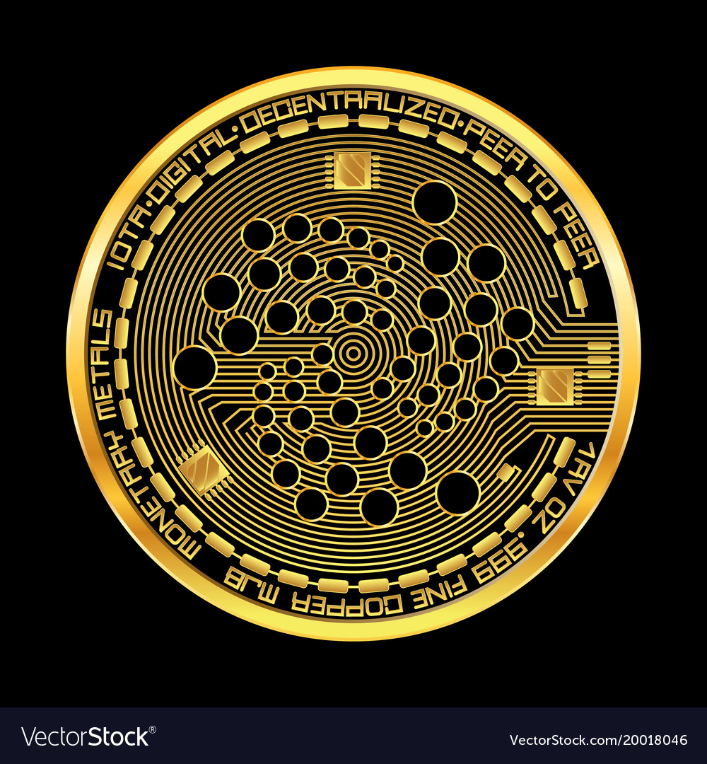 Crypto currency iota golden symbol Royalty Free Vector Image