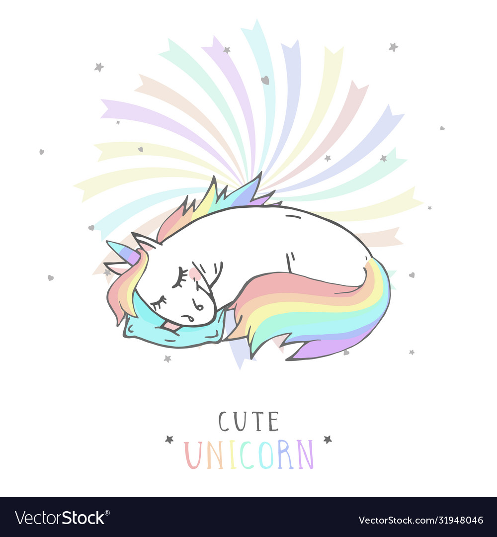 Hand drawn sleeping unicorn