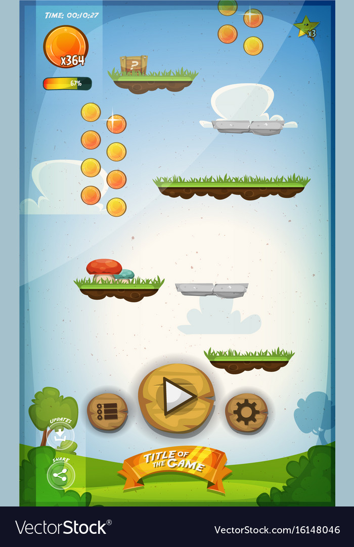 Jump game user interface design for tablet Vector Image Jump game user interface design for tablet Vector Image