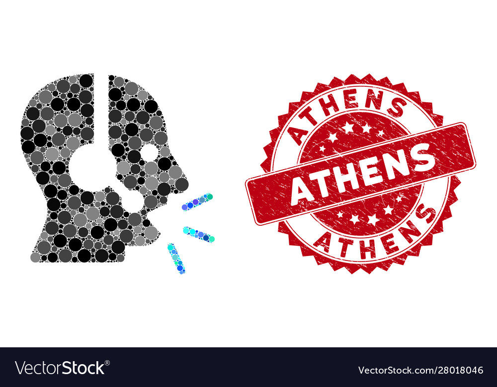 Mosaic operator message with grunge athens seal
