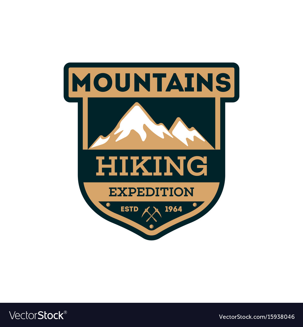 Mountains hiking vintage isolated badge Royalty Free Vector Mountains hiking vintage isolated badge vector image on VectorStock