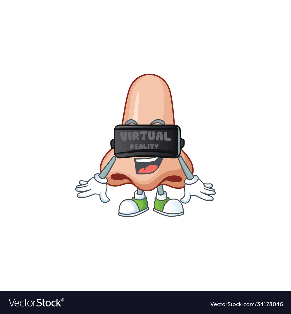 Nose enjoying game with virtual reality headset