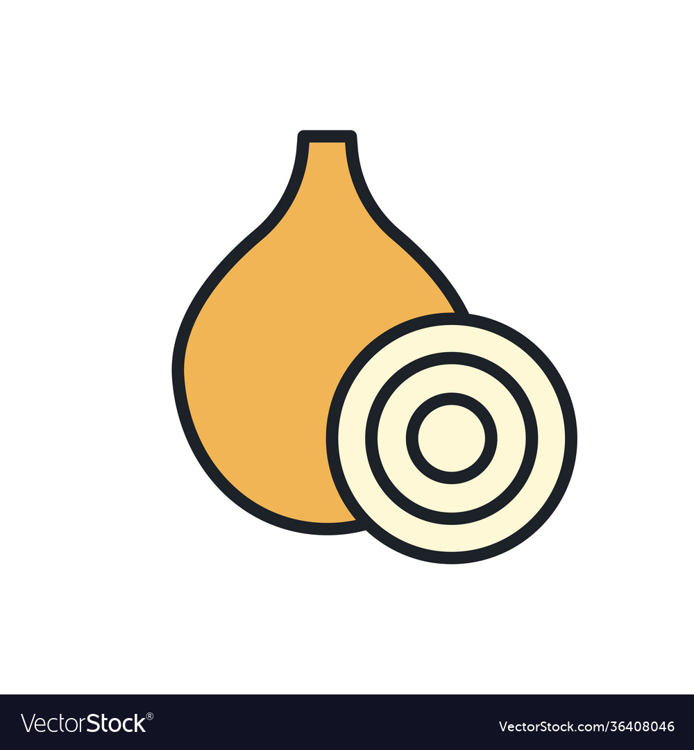 Onion icon linear color contour shape vector image Onion icon linear color contour shape
