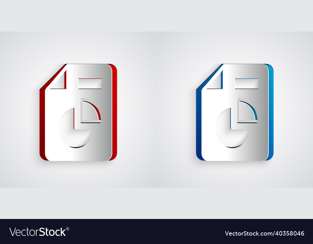 Paper cut document with graph chart icon isolated vector image Paper cut document with graph chart icon isolated