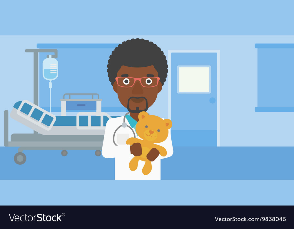 Pediatrician doctor holding teddy bear