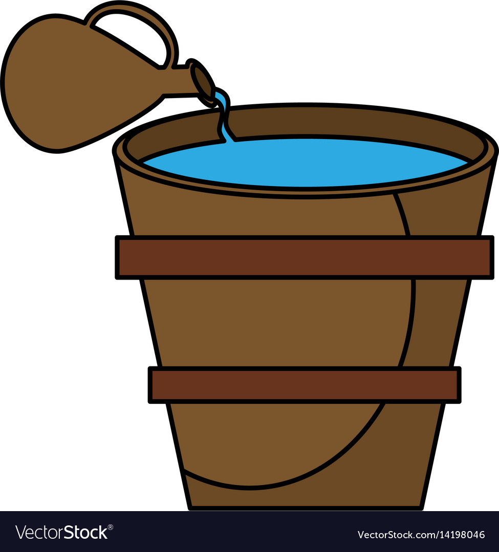 Pot wooden water miracle Royalty Free Vector Image