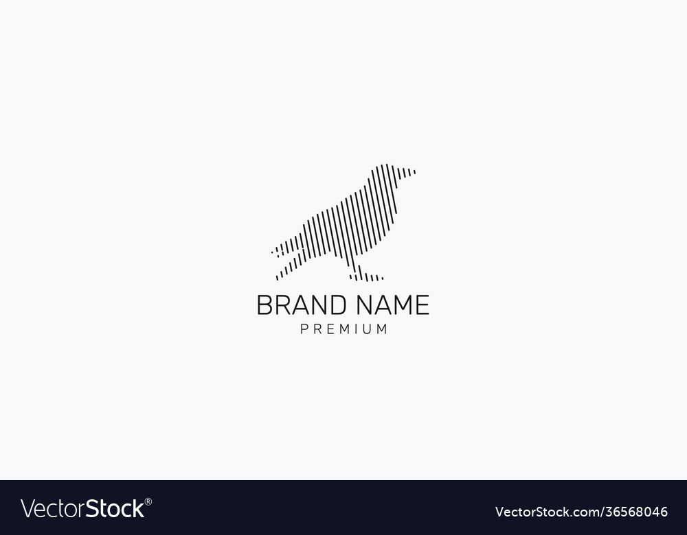 Raven bird line pattern logo design template vector image Raven bird line pattern logo design template