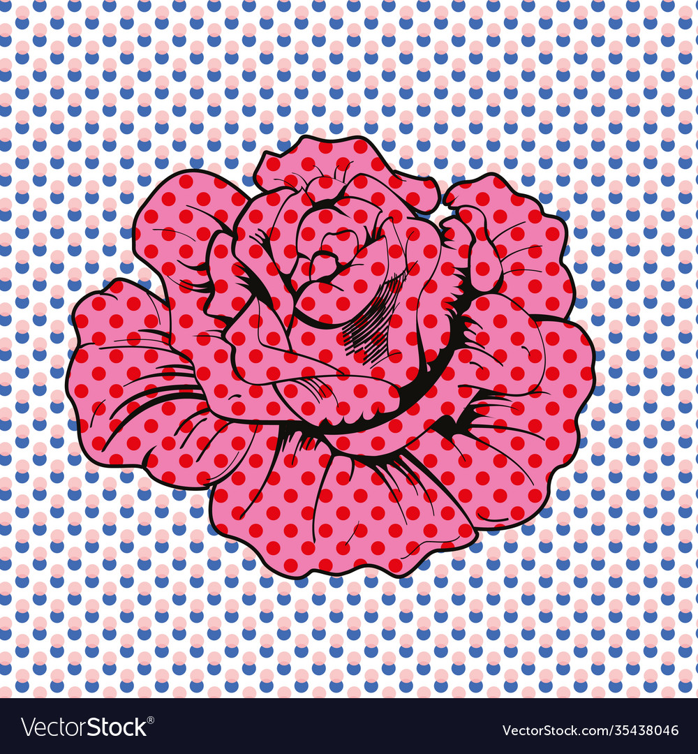 Red flower on a background small dots Vector Image Red flower on a background small dots