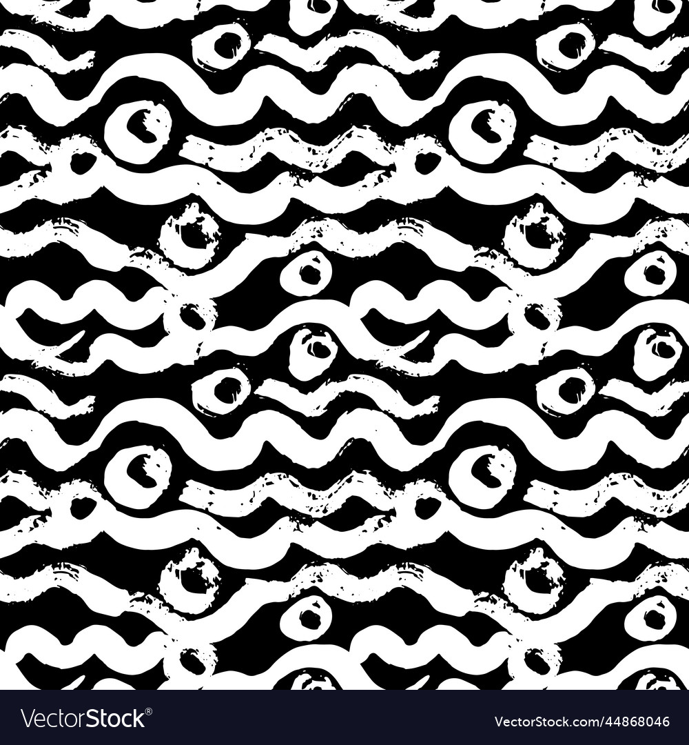 Seamless grunge waves hand drawn sea style pattern