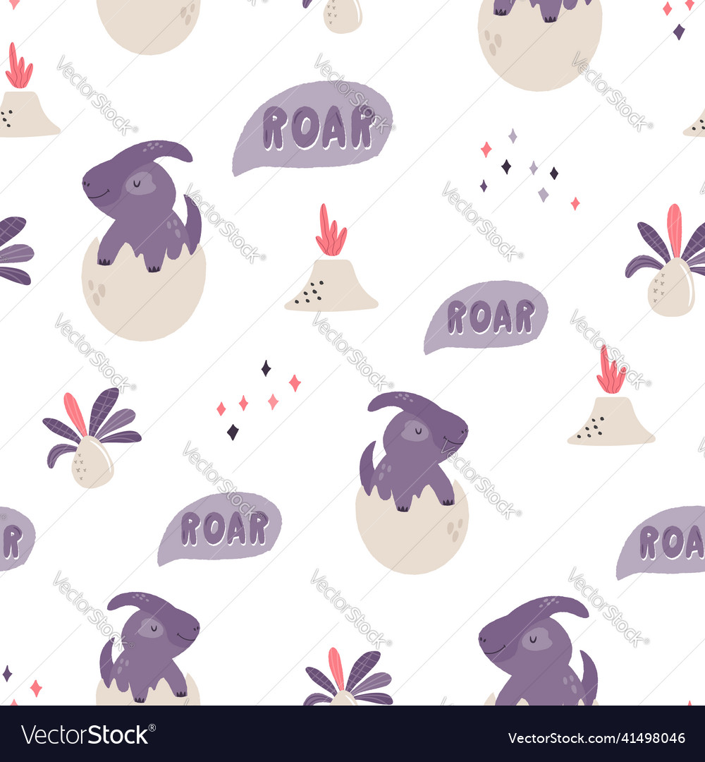 Seamless pattern with cute dinosaurus vector image Seamless pattern with cute dinosaurus