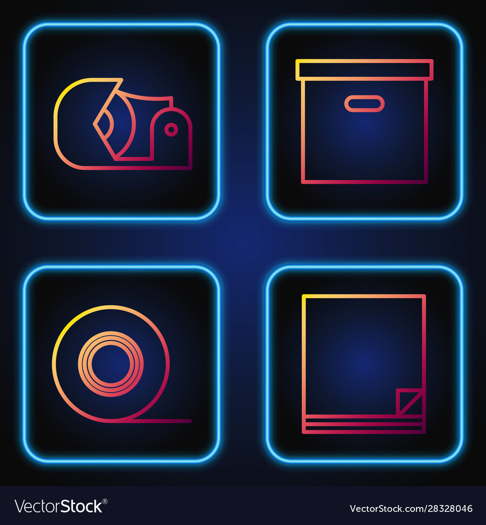 Set line file document scotch and carton vector image Set line file document scotch and carton