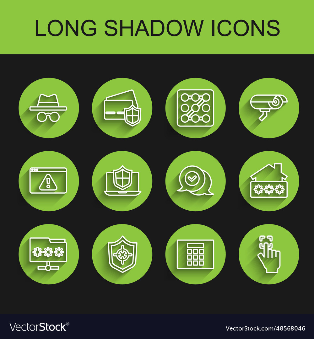 Set line folder with password shield incognito vector image Set line folder with password shield incognito
