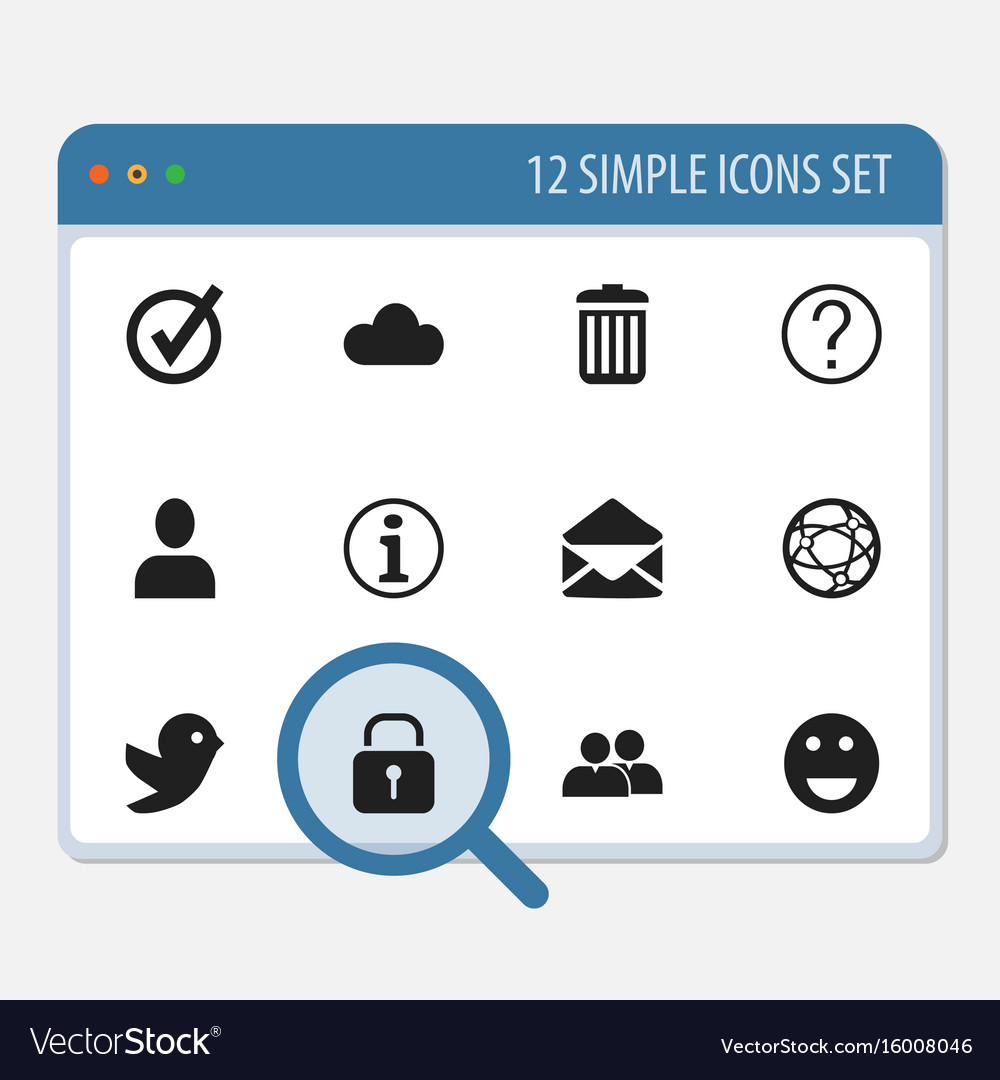 Set of 12 editable web icons includes symbols