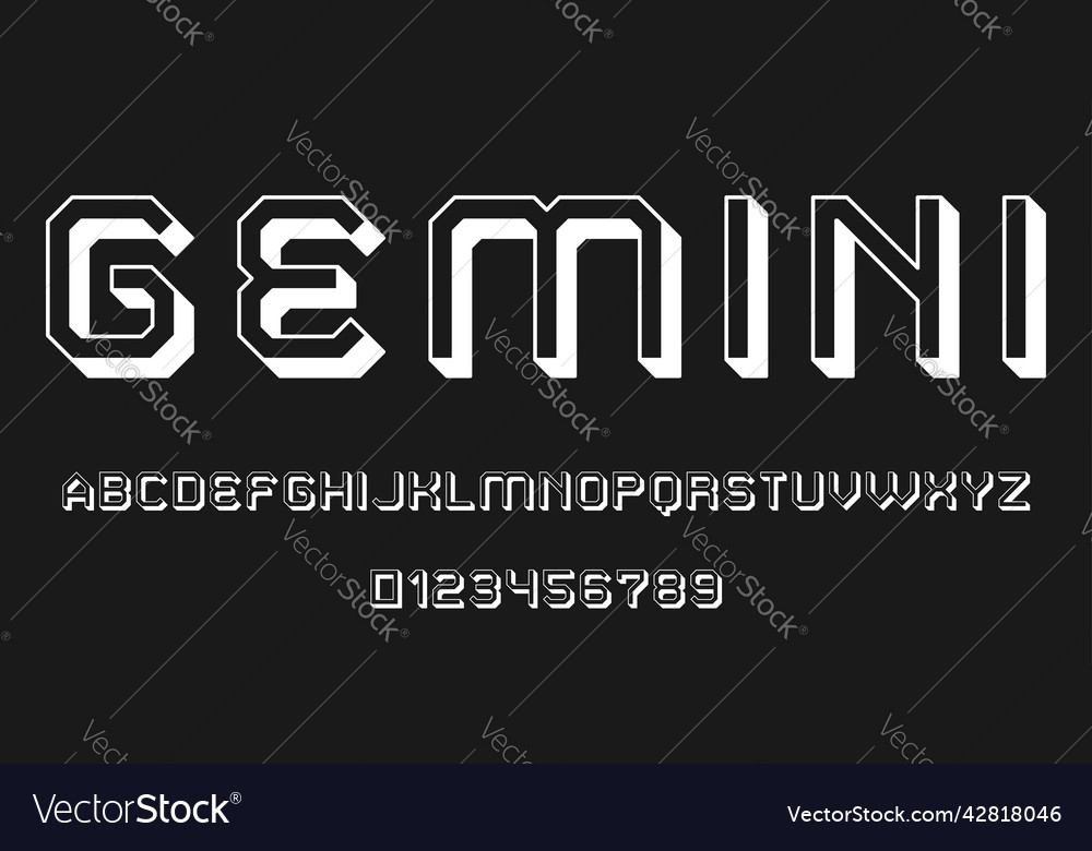 Set of alphabets font letters and numbers vector image Set of alphabets font letters and numbers