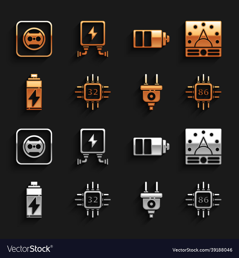 Set processor with microcircuits cpu ampere meter vector image Set processor with microcircuits cpu ampere meter