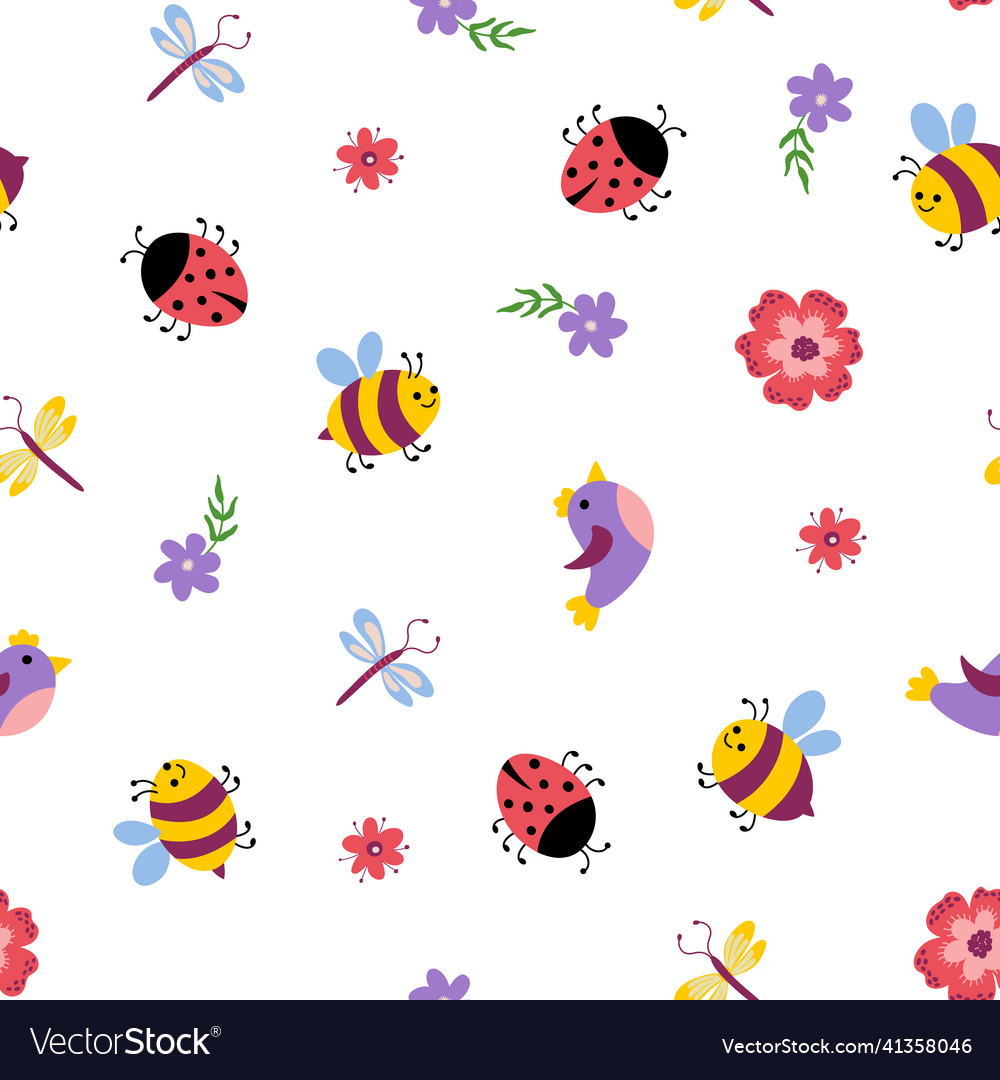 Spring seamless pattern vector image Spring seamless pattern