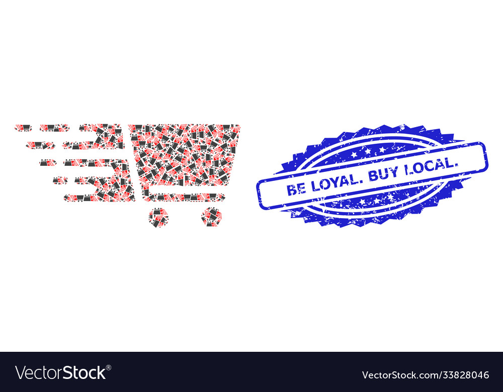 Textured be loyal buy local seal and recursive vector image Textured be loyal buy local seal and recursive