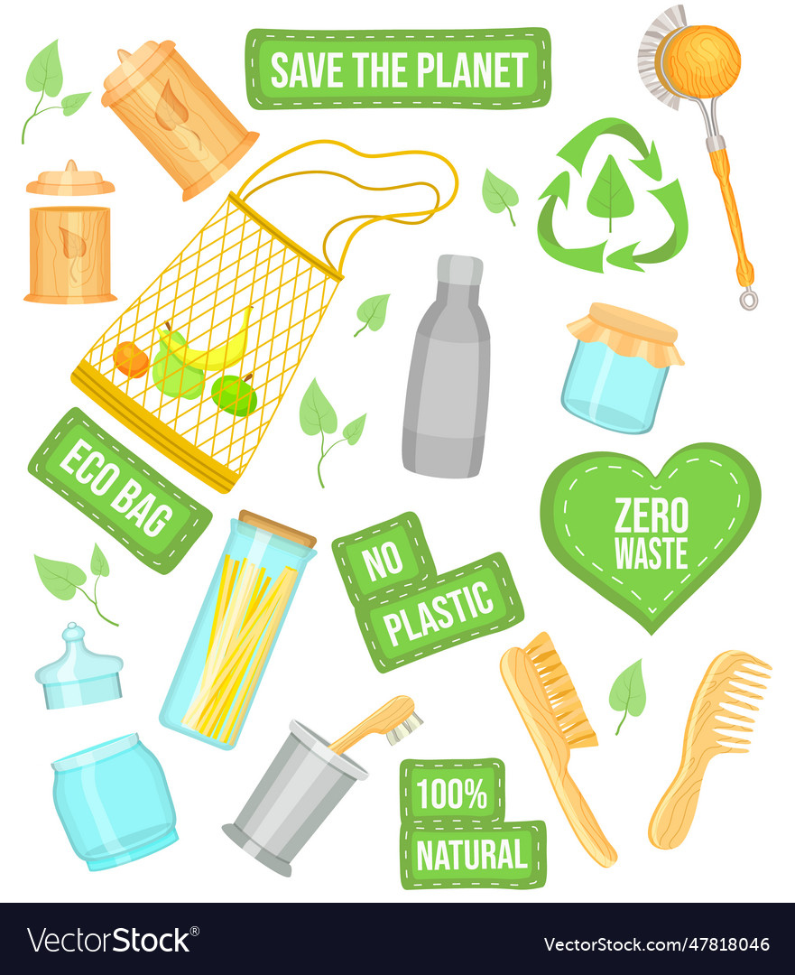 Zero waste eco conception reusable and durable Vector Image