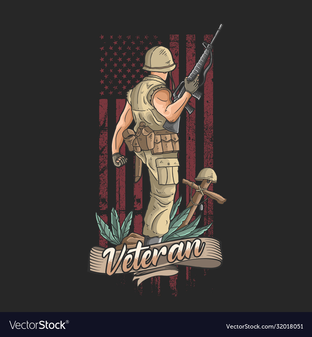 American soldier with weapons welcomes victory vector image American soldier with weapons welcomes victory